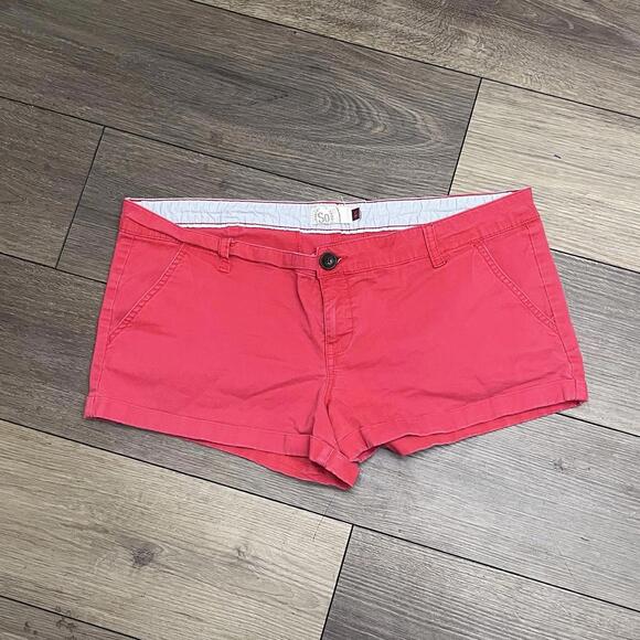 Vintage Y2K SO Red Low Rise Micro Shorts Size 17 Bright Hot Booty Mini Shorts - Picture 3 of 8